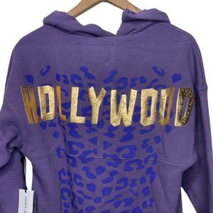 SPIRIT JERSEY | NWT Purple Animal Print Zip Up Hollywood Hoodie | Size XS